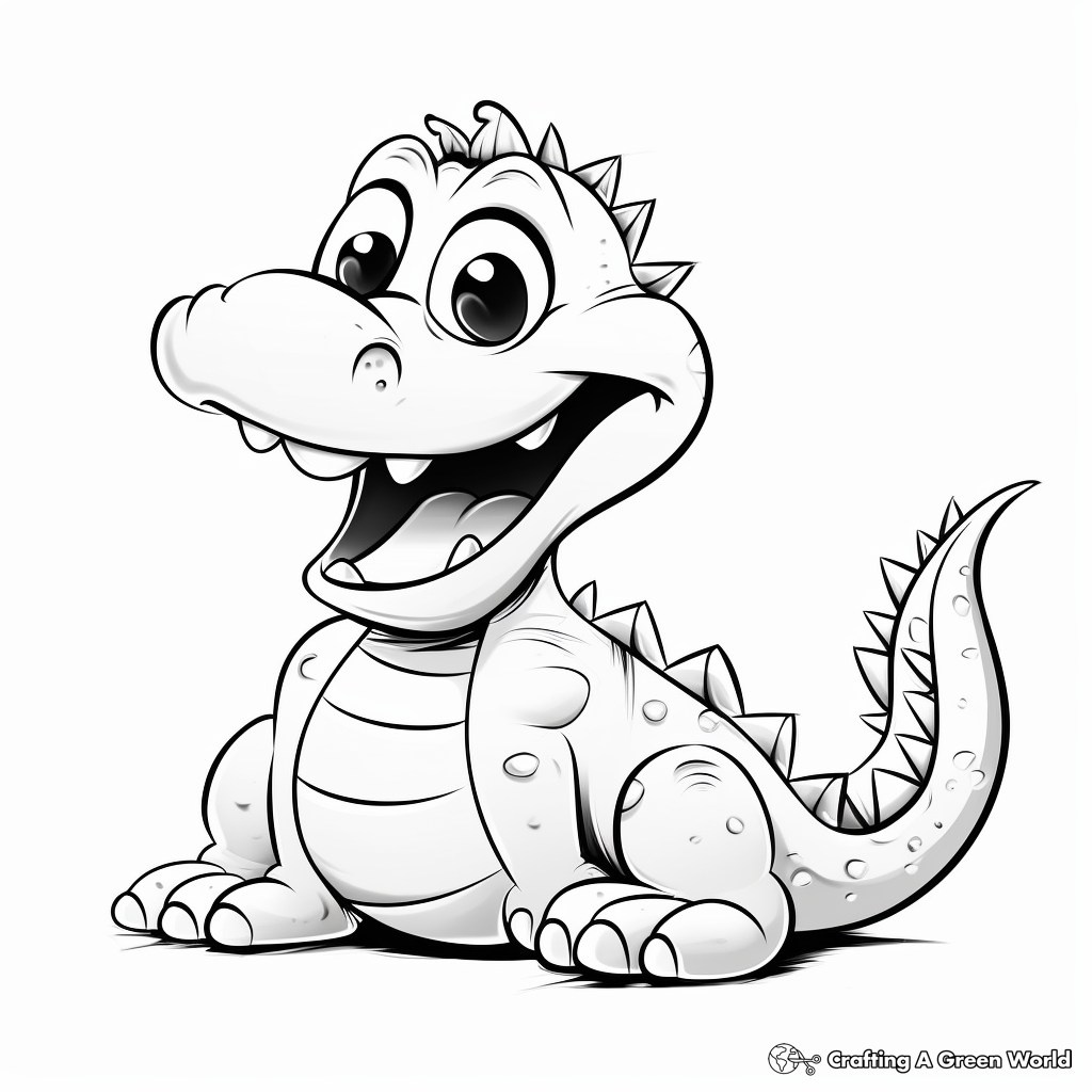 Kid-Friendly Cute Alligator Coloring Pages 4