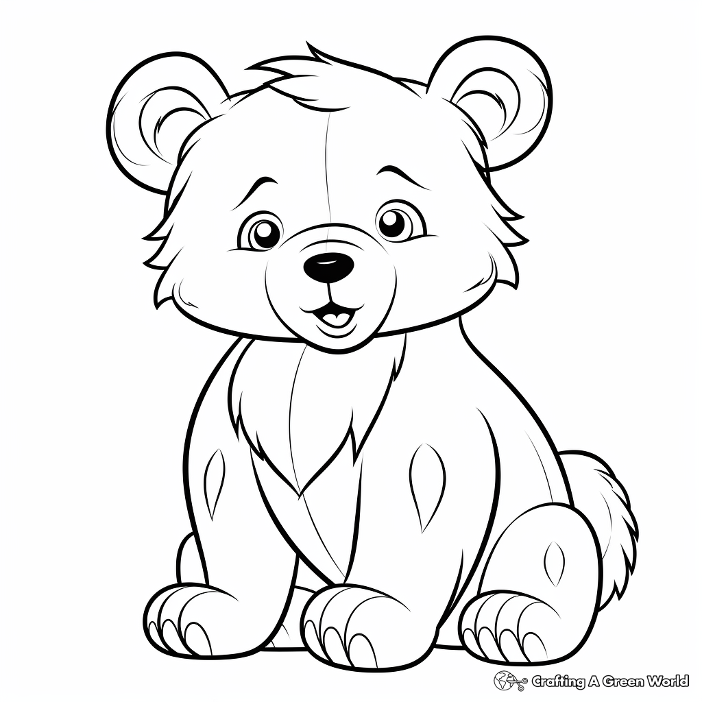 Kid-Friendly Cute Bear Cub Coloring Pages 3