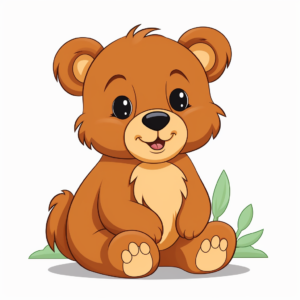 Kid-Friendly Cute Bear Cub Coloring Pages 4