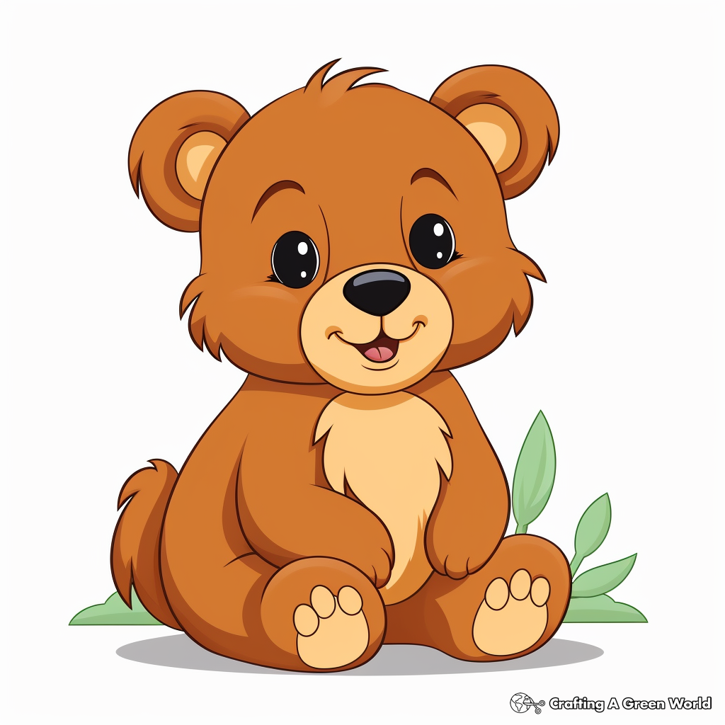 Kid-Friendly Cute Bear Cub Coloring Pages 4