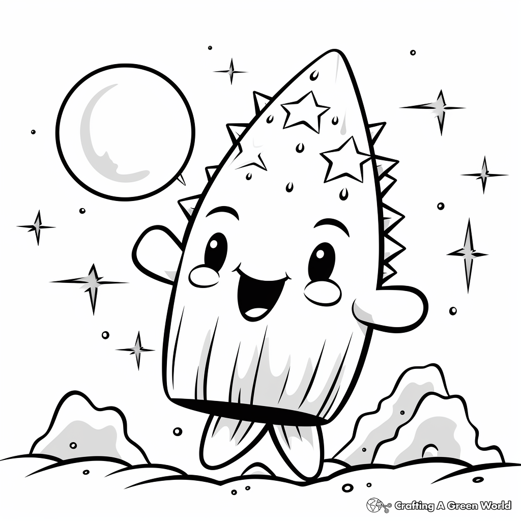 Kid-Friendly Cute Cartoon Comet Coloring Pages 2