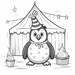 Kid-friendly Cute Circus Penguin Coloring Pages 2