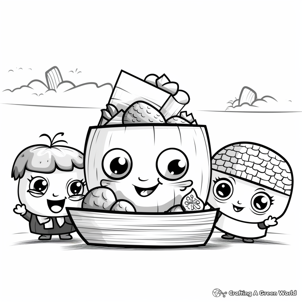 Kid-friendly Cute Sushi Cartoons Coloring Pages 2