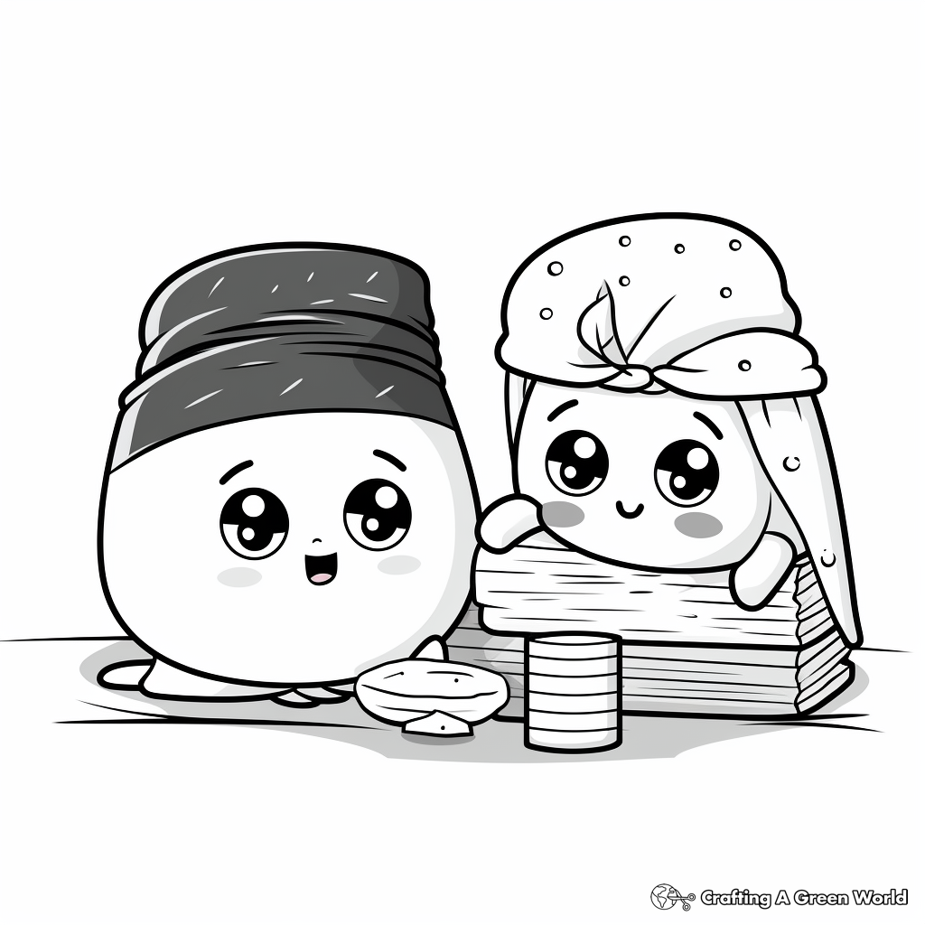 Kid-friendly Cute Sushi Cartoons Coloring Pages 3