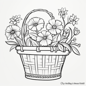 Kid-Friendly Daisies in Basket Coloring Pages 1