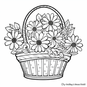Kid-Friendly Daisies in Basket Coloring Pages 2