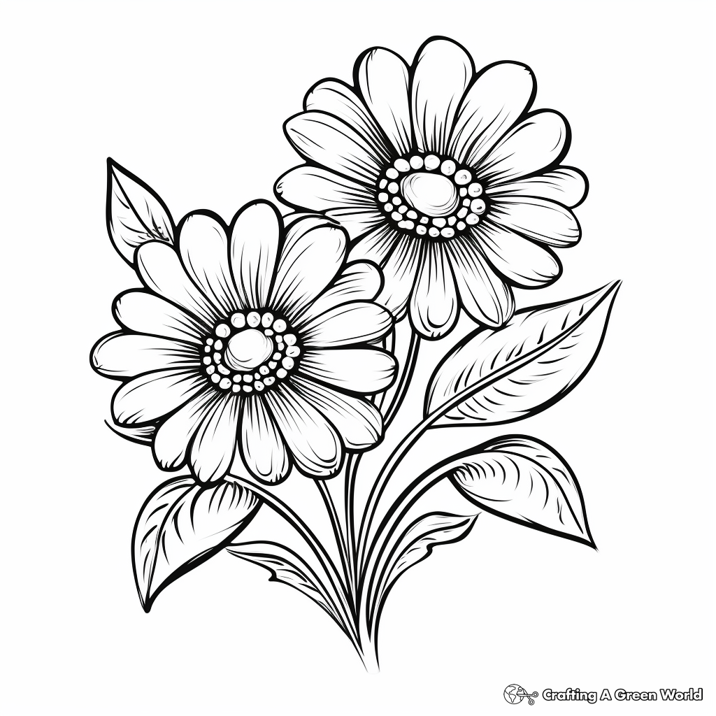 Kid-Friendly Daisy Coloring Pages for Children 2