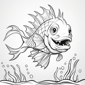 Kid-Friendly Dragon Fish Coloring Pages 1