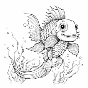 Kid-Friendly Dragon Fish Coloring Pages 3