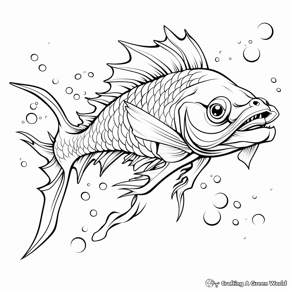 Kid-Friendly Dragon Fish Coloring Pages 4