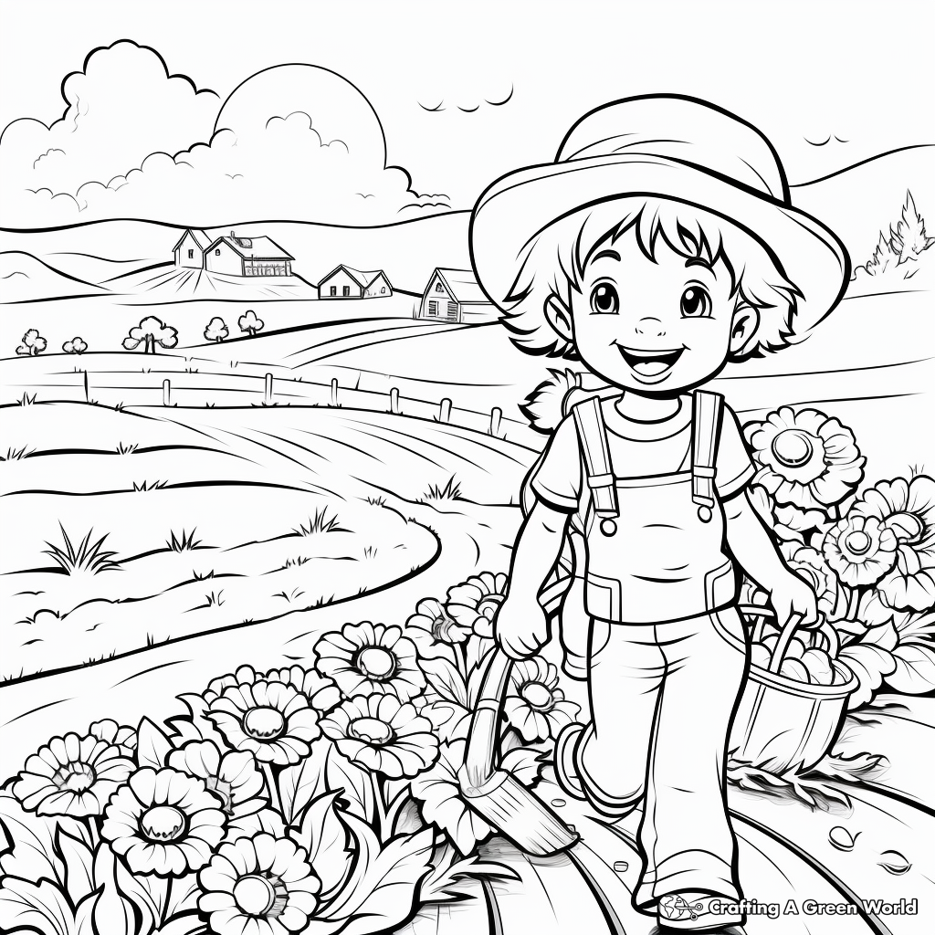 Kid-friendly Farm Scene Coloring Pages 1