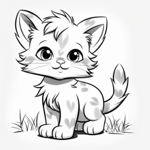 Kid-Friendly Fluffy Kitten Coloring Pages 2