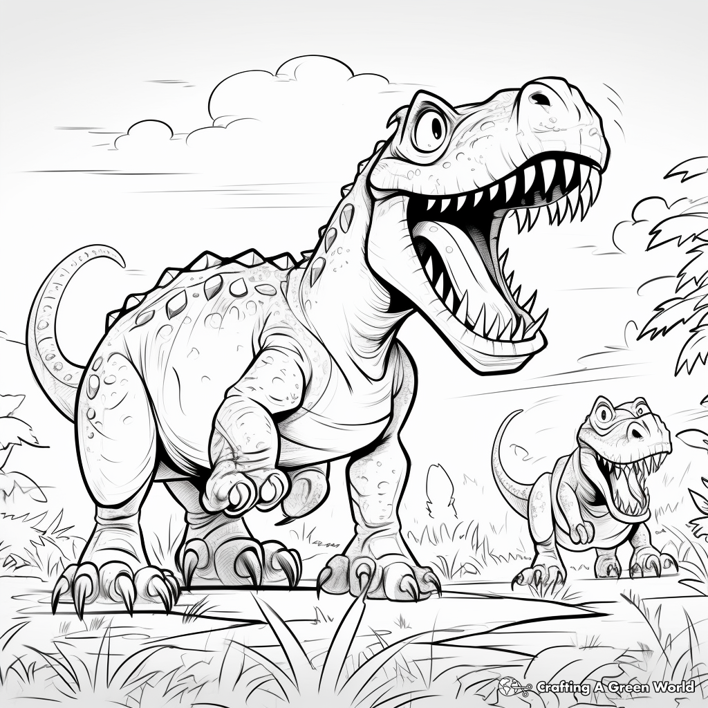 Kid-Friendly Giganotosaurus and T Rex Coloring Sheets 3