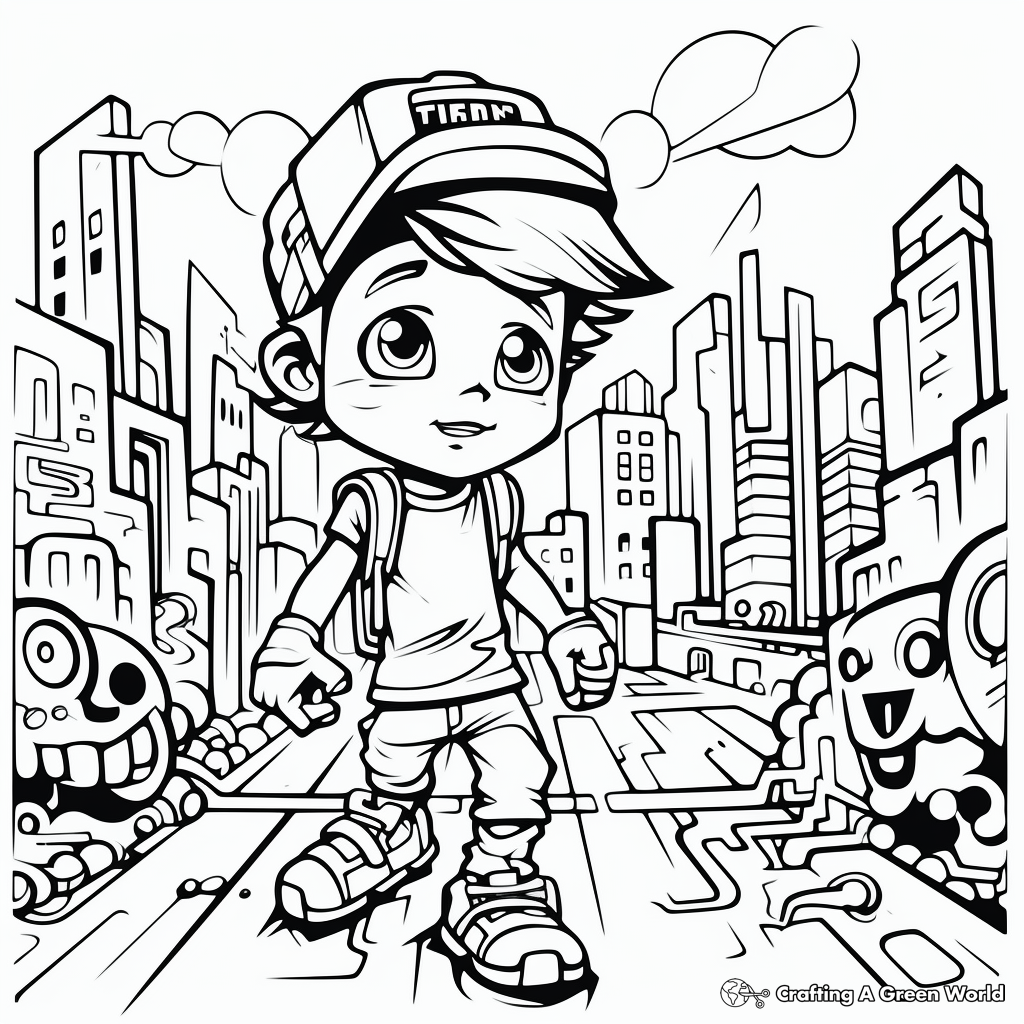 Kid-Friendly Graffiti Cartoon Coloring Pages 1