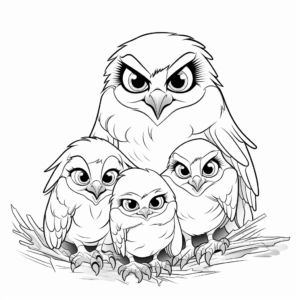 Kid-Friendly Hawk and Chicks Coloring Pages 3