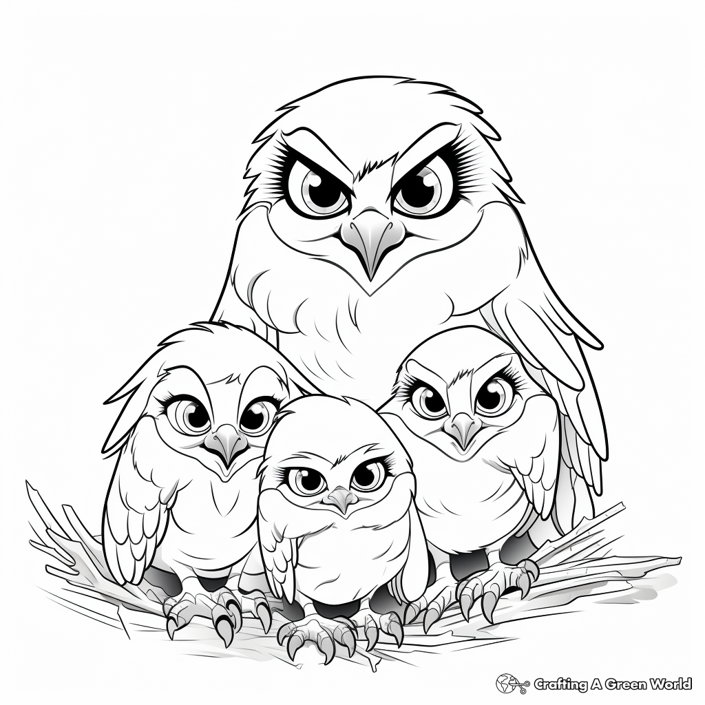 Kid-Friendly Hawk and Chicks Coloring Pages 3