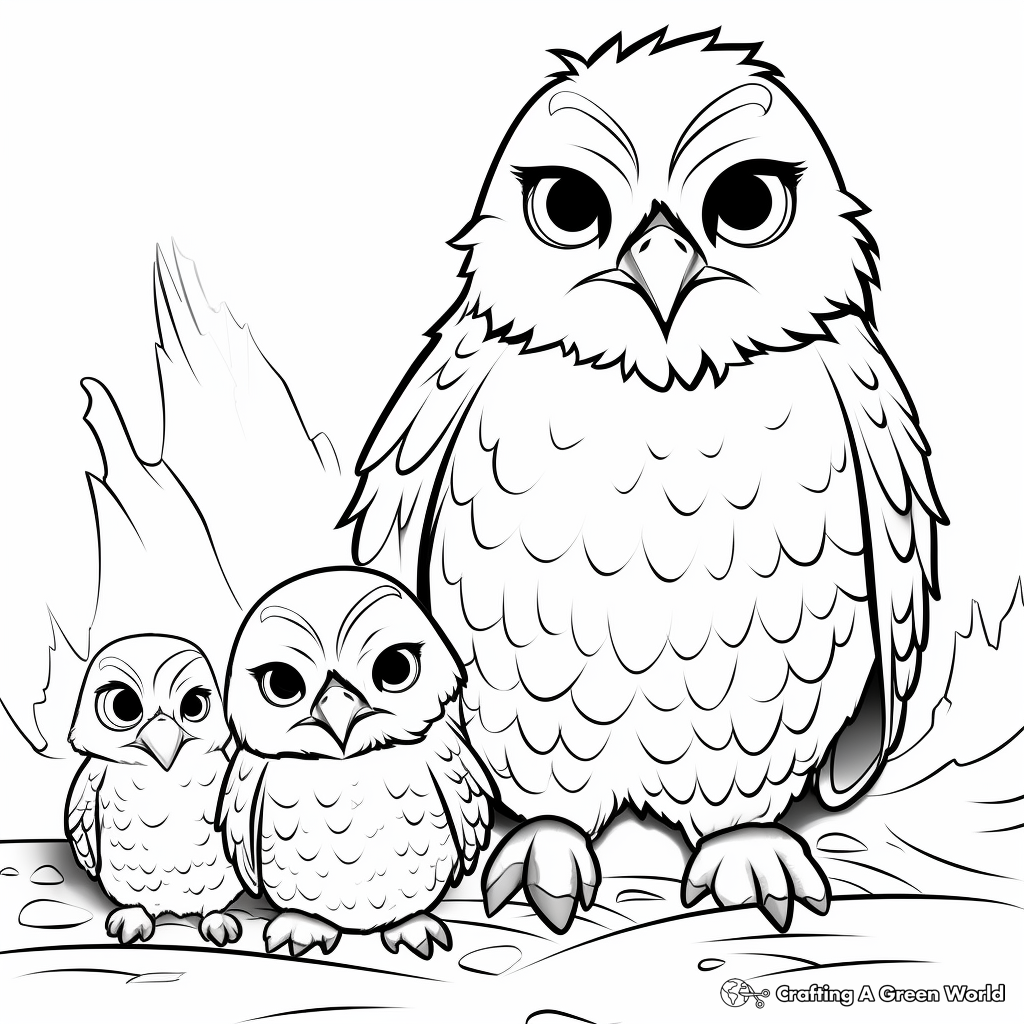 Kid-Friendly Hawk and Chicks Coloring Pages 4