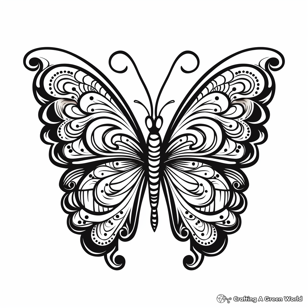 Kid-Friendly Heart Butterfly Coloring Pages 1