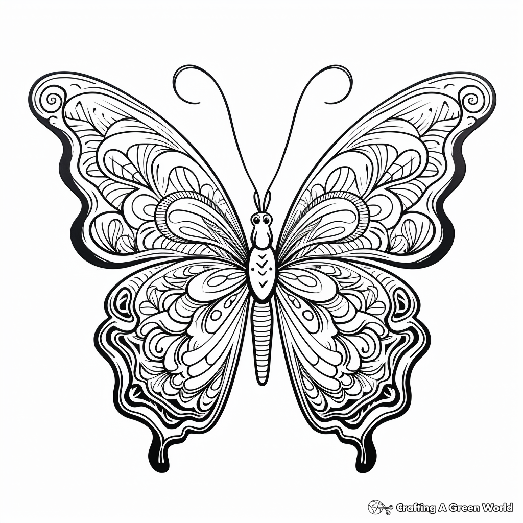 Kid-Friendly Heart Butterfly Coloring Pages 2