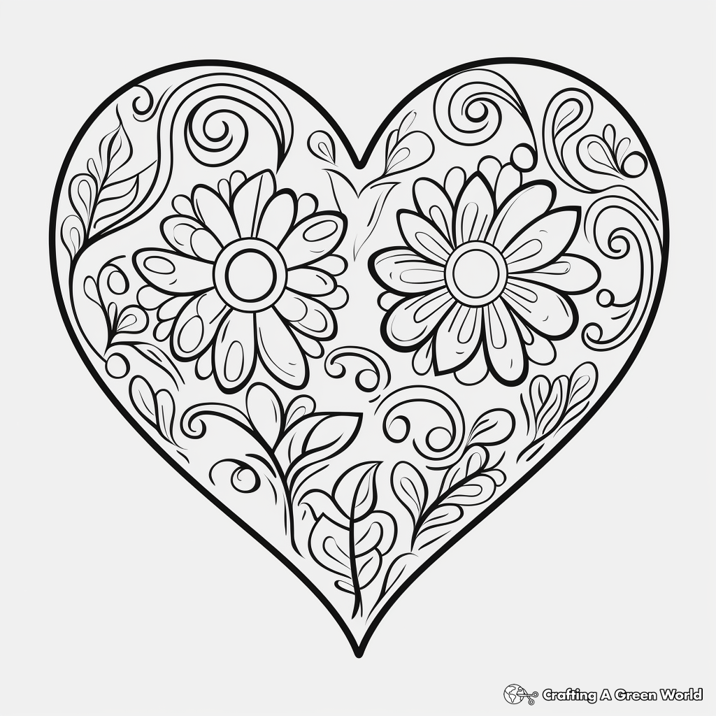 Kid-Friendly Heart Tie Dye Coloring Pages 1