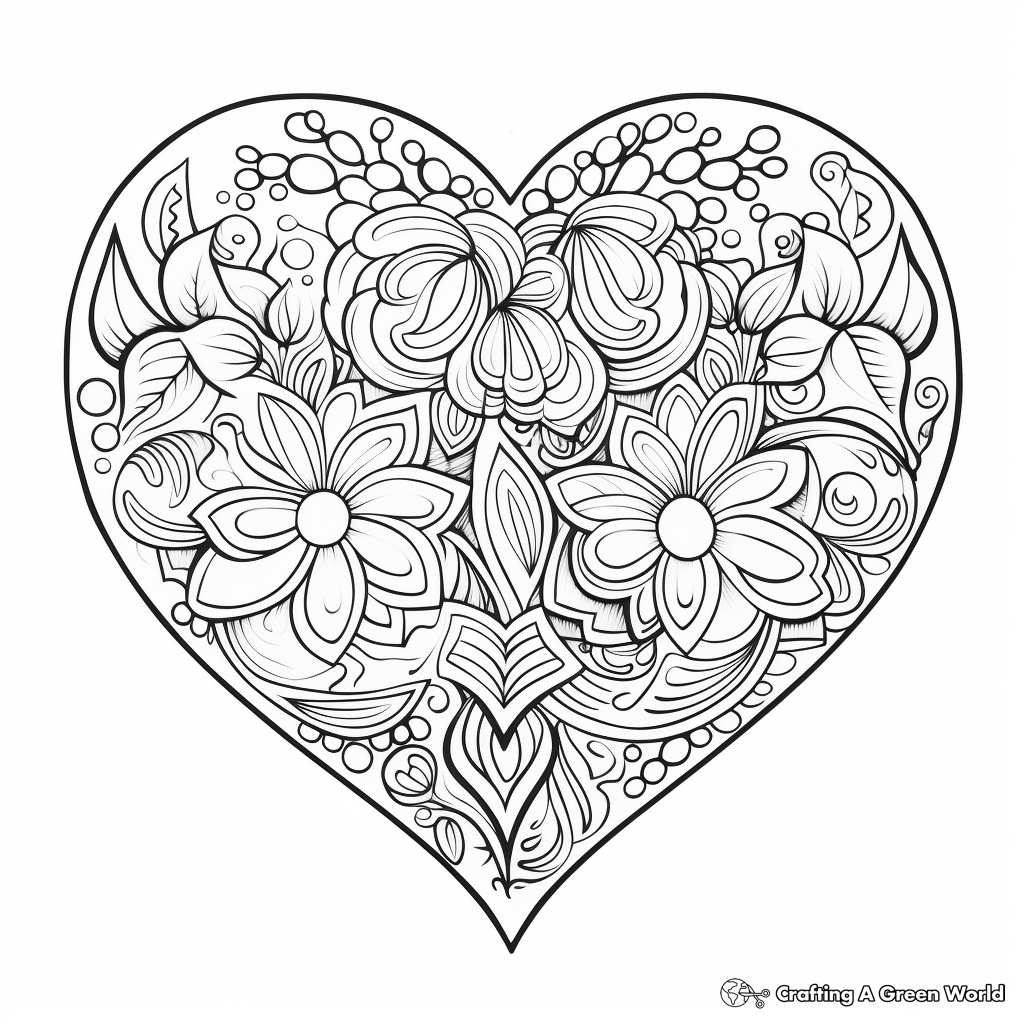Kid-Friendly Heart Tie Dye Coloring Pages 4