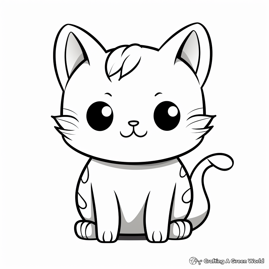 Kid-Friendly Kawaii Cat and Mouse Coloring Pages 1