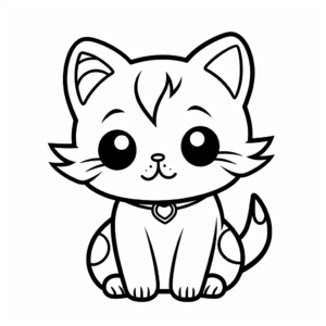 Kid-Friendly Kawaii Cat and Mouse Coloring Pages 2