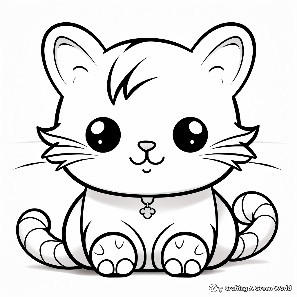 Kid-Friendly Kawaii Cat and Mouse Coloring Pages 3