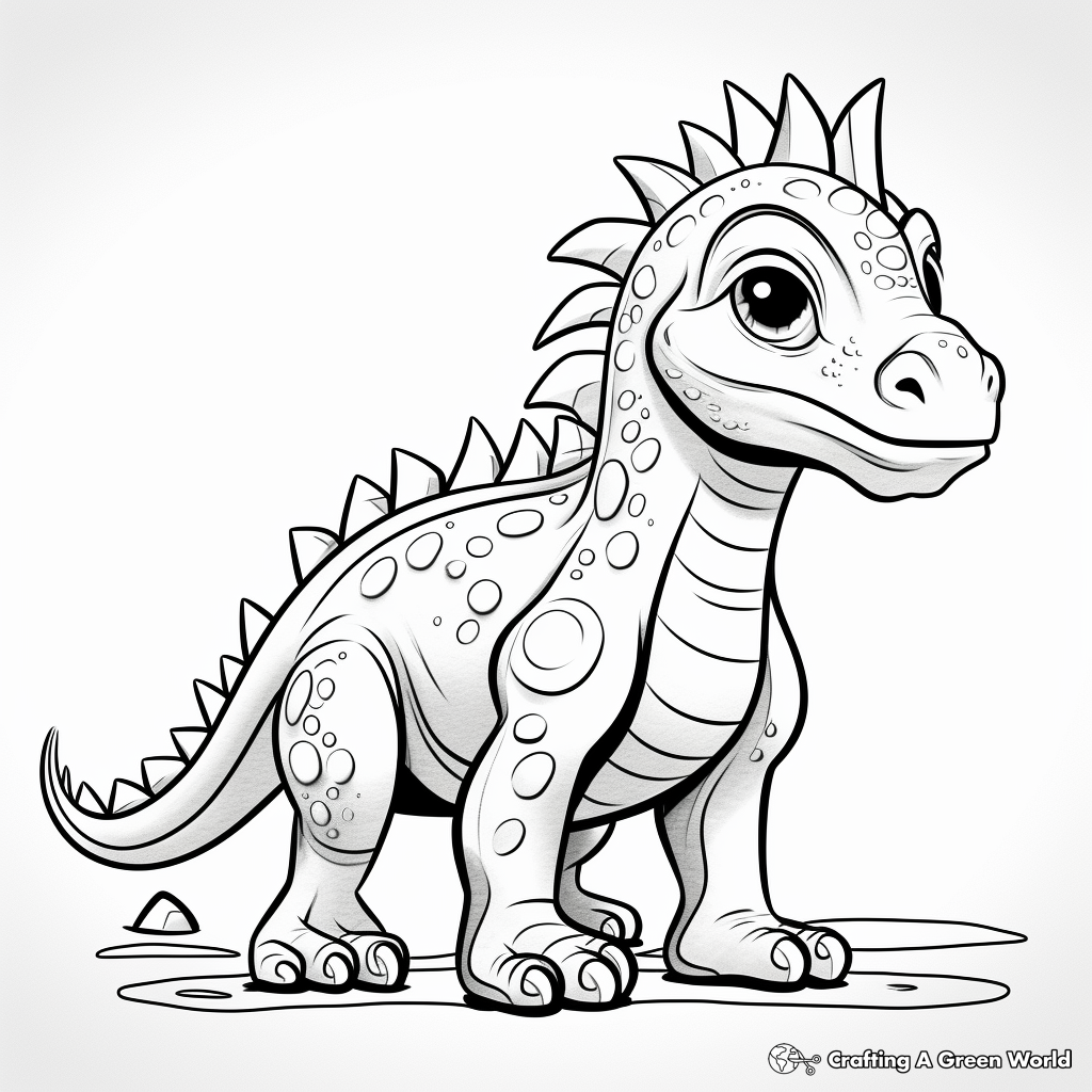Kid-Friendly Pachycephalosaurus Cartoon Coloring Pages 1