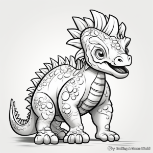Kid-Friendly Pachycephalosaurus Cartoon Coloring Pages 4