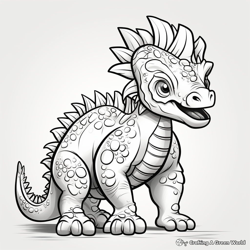 Kid-Friendly Pachycephalosaurus Cartoon Coloring Pages 4