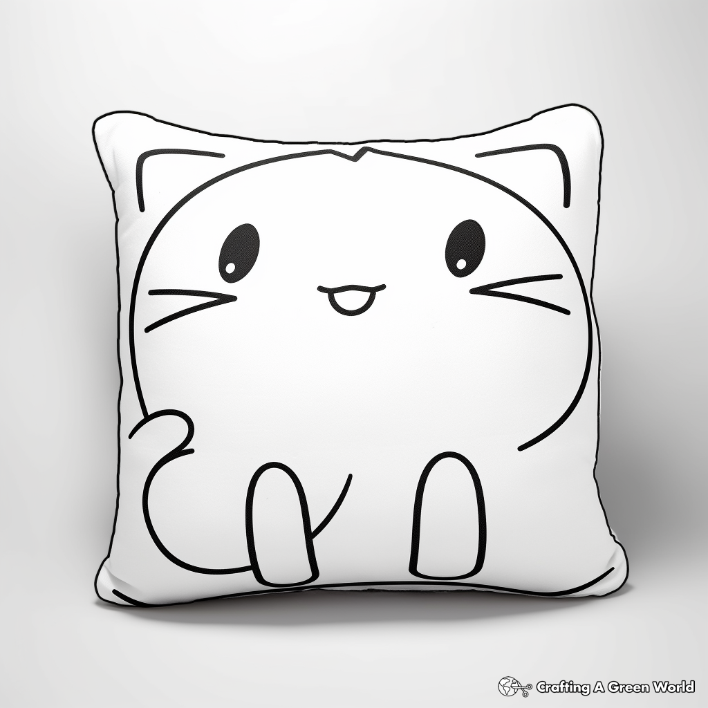 Kid-Friendly Pillow Cat and Kitten Coloring Pages 2