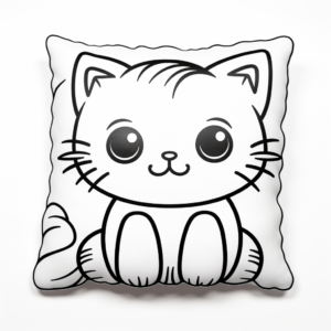Kid-Friendly Pillow Cat and Kitten Coloring Pages 4