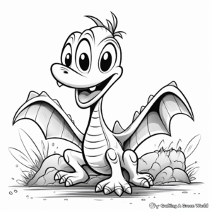 Kid-Friendly Pterodactyl Dinosaur Coloring Pages 1