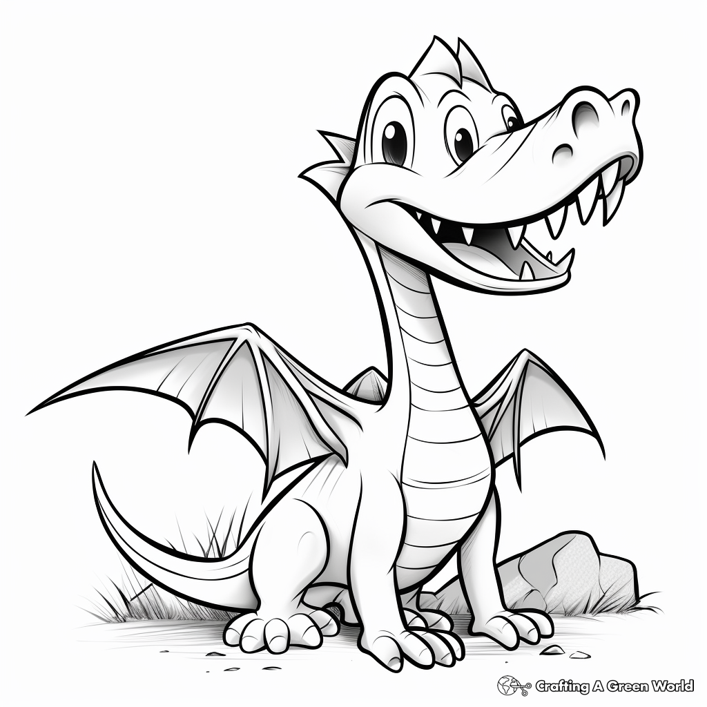 Kid-Friendly Pterodactyl Dinosaur Coloring Pages 3