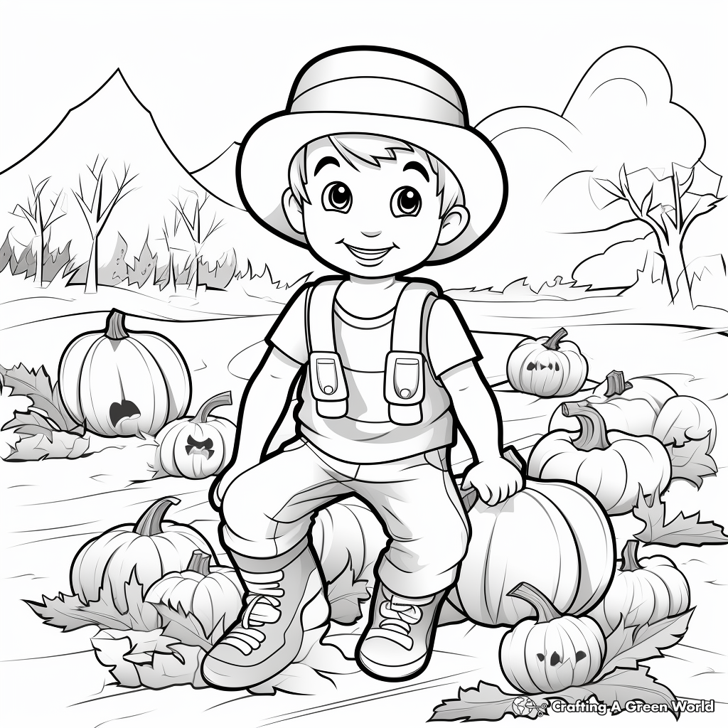 Kid-Friendly Pumpkin Patch Coloring Pages 4