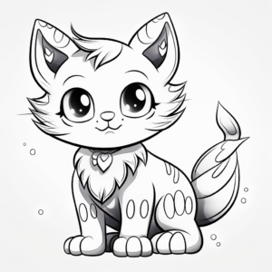 Kid-Friendly Rainbow Kitten Coloring Pages 1