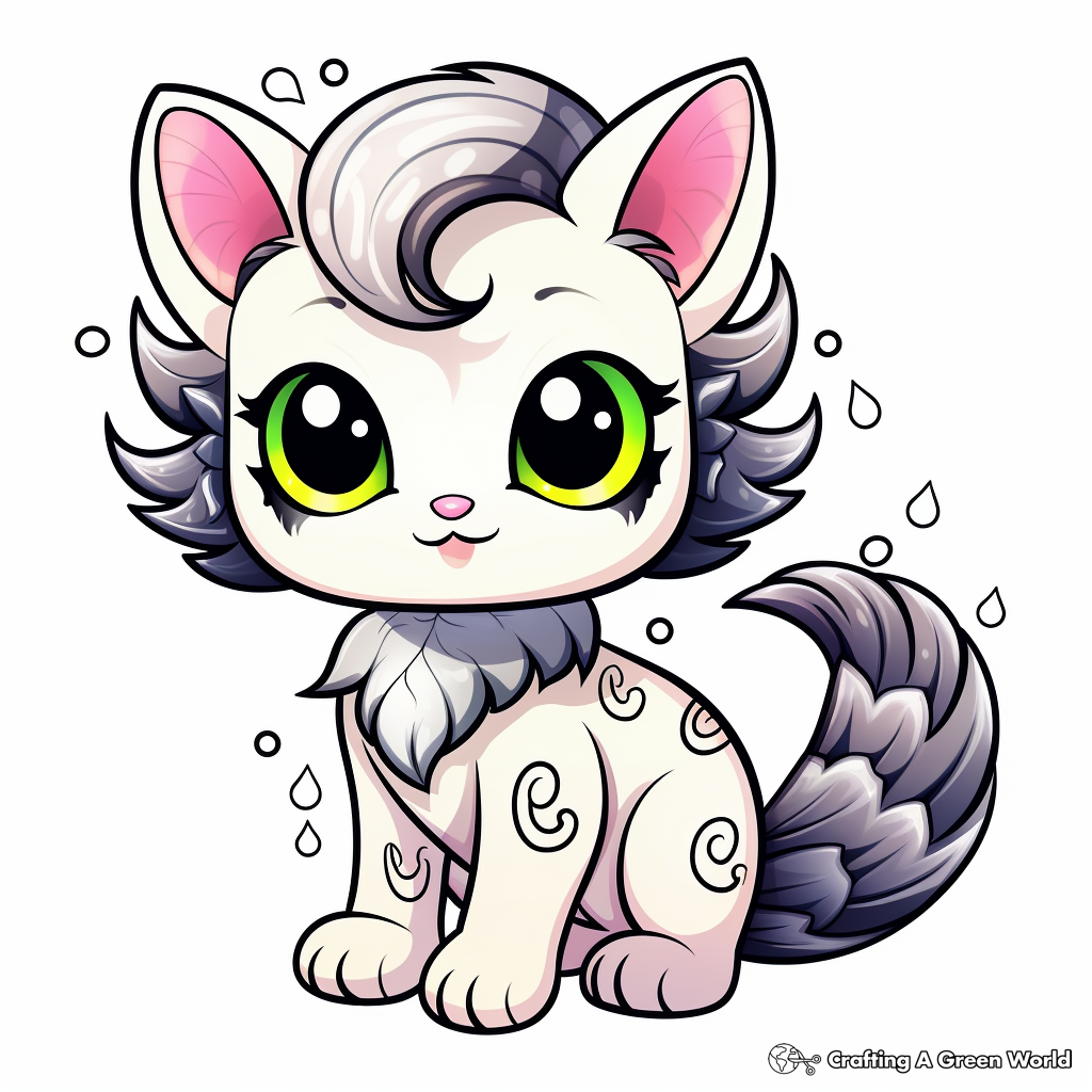 Kid-Friendly Rainbow Kitten Coloring Pages 2
