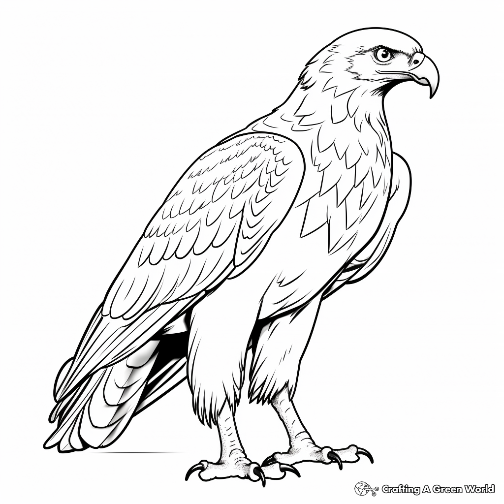 Kid-Friendly Red Tailed Hawk Cartoon Coloring Pages 1