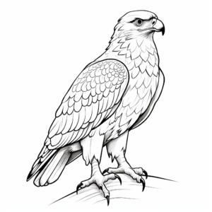 Kid-Friendly Red Tailed Hawk Cartoon Coloring Pages 4