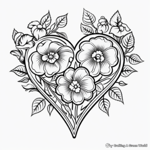 Kid-Friendly Rose Heart Coloring Pages 1