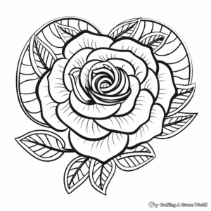 Kid-Friendly Rose Heart Coloring Pages 2