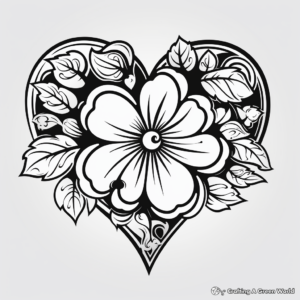 Kid-Friendly Rose Heart Coloring Pages 3
