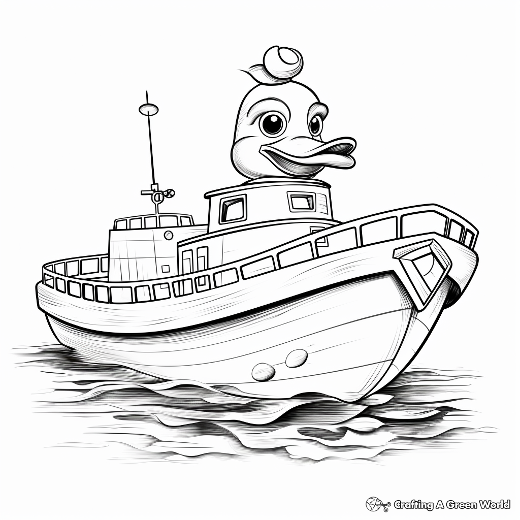 Kid-Friendly Rubber Duck Boat Coloring Pages 1