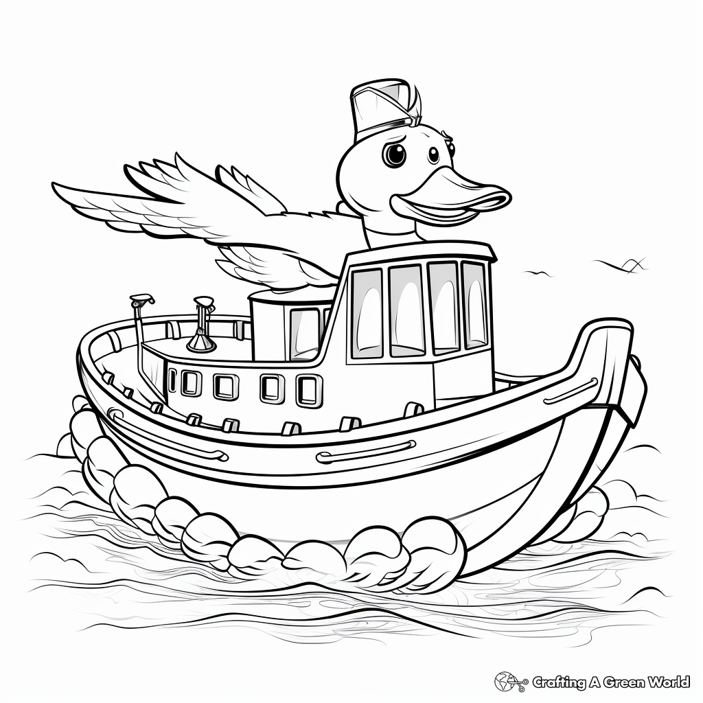 Kid-Friendly Rubber Duck Boat Coloring Pages 3