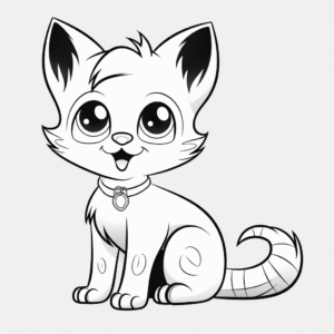Kid-Friendly Siamese Kitten Coloring Page 1
