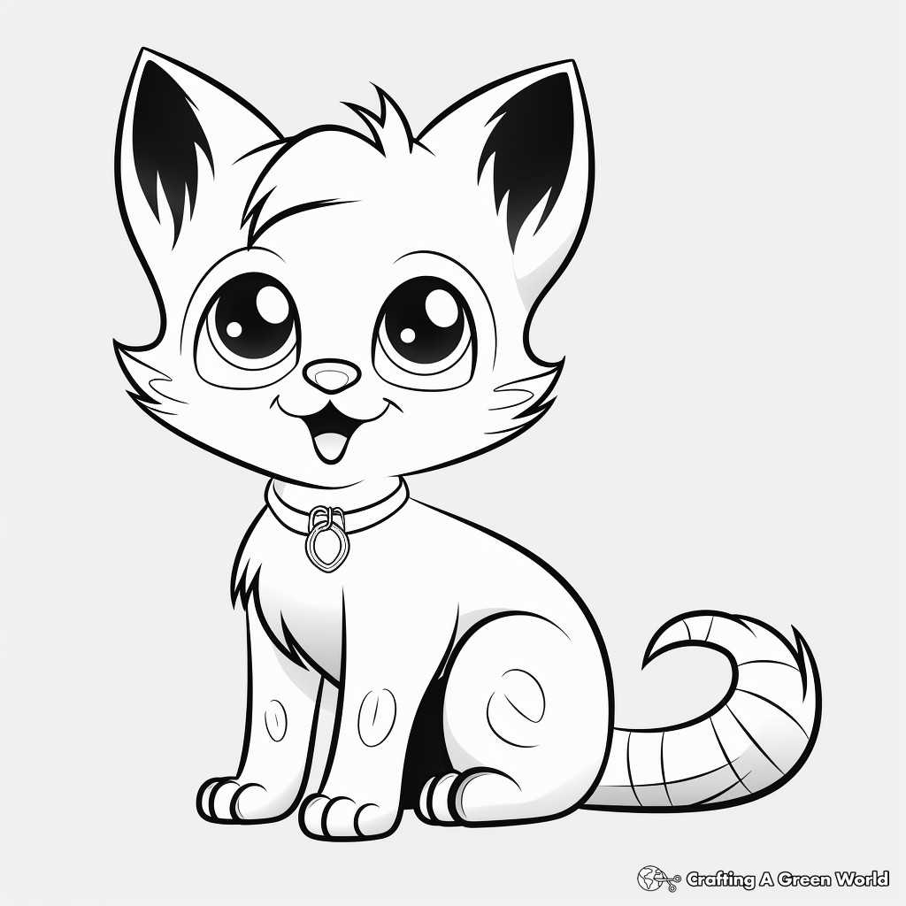 Kid-Friendly Siamese Kitten Coloring Page 1