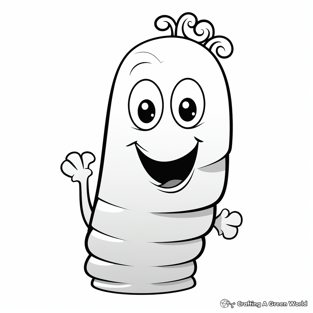 Kid-friendly Simple Gummy Worm Coloring Pages 3