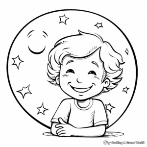 Kid-Friendly Smiling Crescent Moon Coloring Pages 3