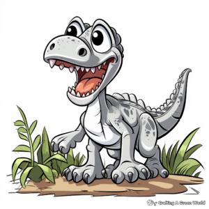 Kid-Friendly Tarbosaurus Cartoon Coloring Pages 1